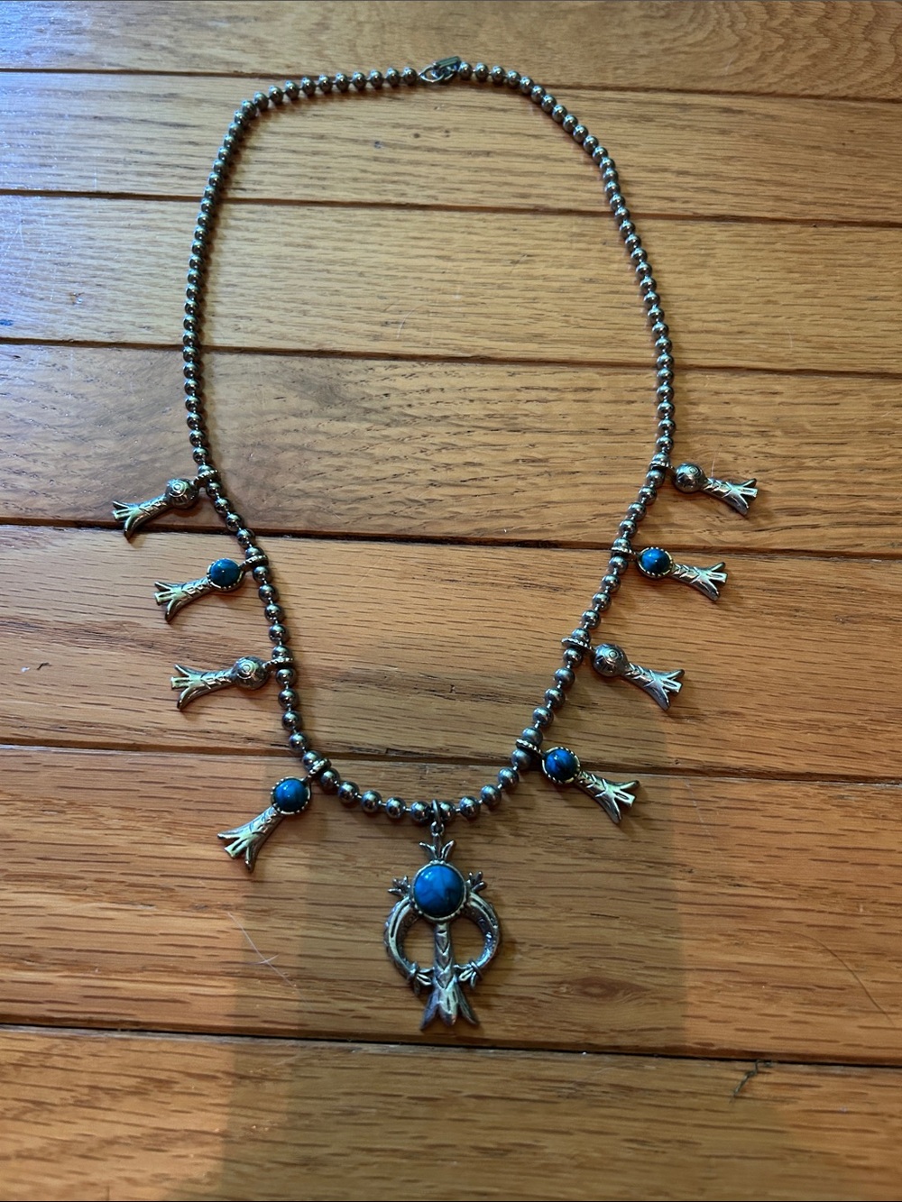 Vintage Arthur Pepper-Style Blue Stone Pendant Necklace